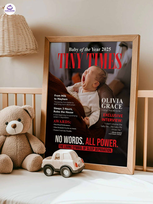 Tiny Times Baby Poster or Canvas – Custom Photo & Text – Funny Baby Magazine Cover